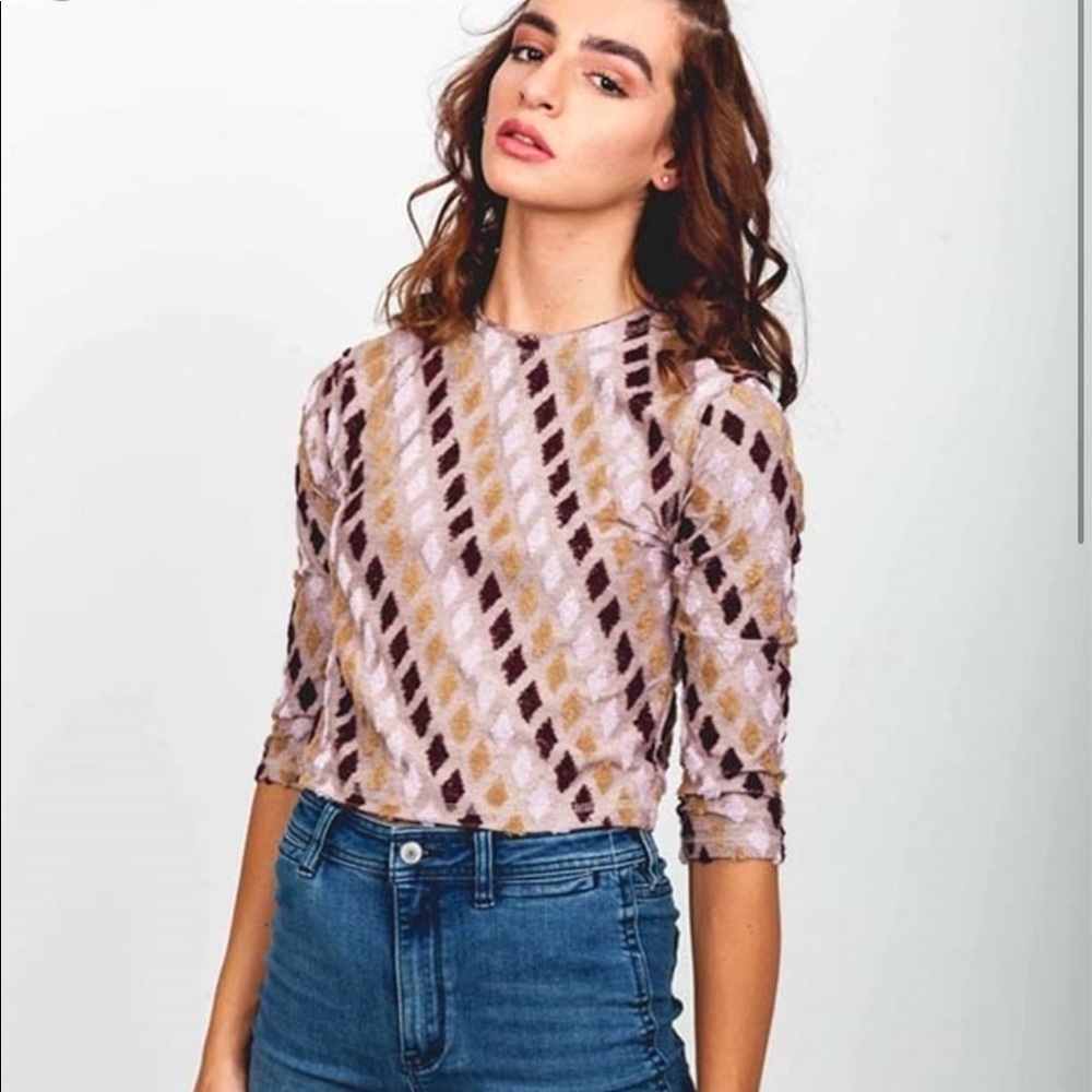 FREE PEOPLE MAGIC CARPET MAUVE MULTI CROP TOP